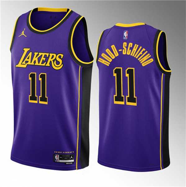 Men%27s Los Angeles Lakers #11 Jalen Hood-Schifino Purple 2023 Draft Statement Edition Stitched Basketball Jersey Dzhi->los angeles lakers->NBA Jersey